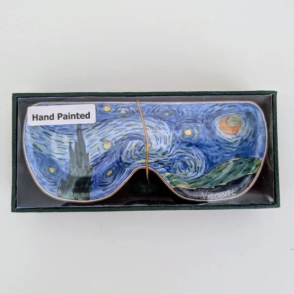 NIB Vintage Van Gogh Starry Night Handpainted Eyeglass Tray Kevin Chen Painting